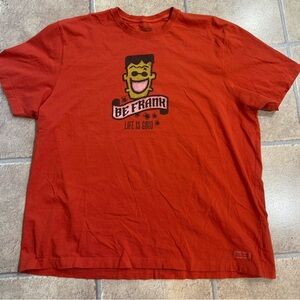 Life Is Good Men's Orange 'Be Frank' T-shirt Halloween Costume XXL Frankenstein